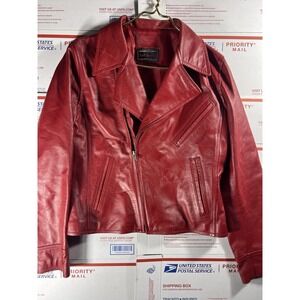 Vinatge Red Leather Jacket Dark Horse‎ S/M Biker Jacket 70s 80s Banana Republic